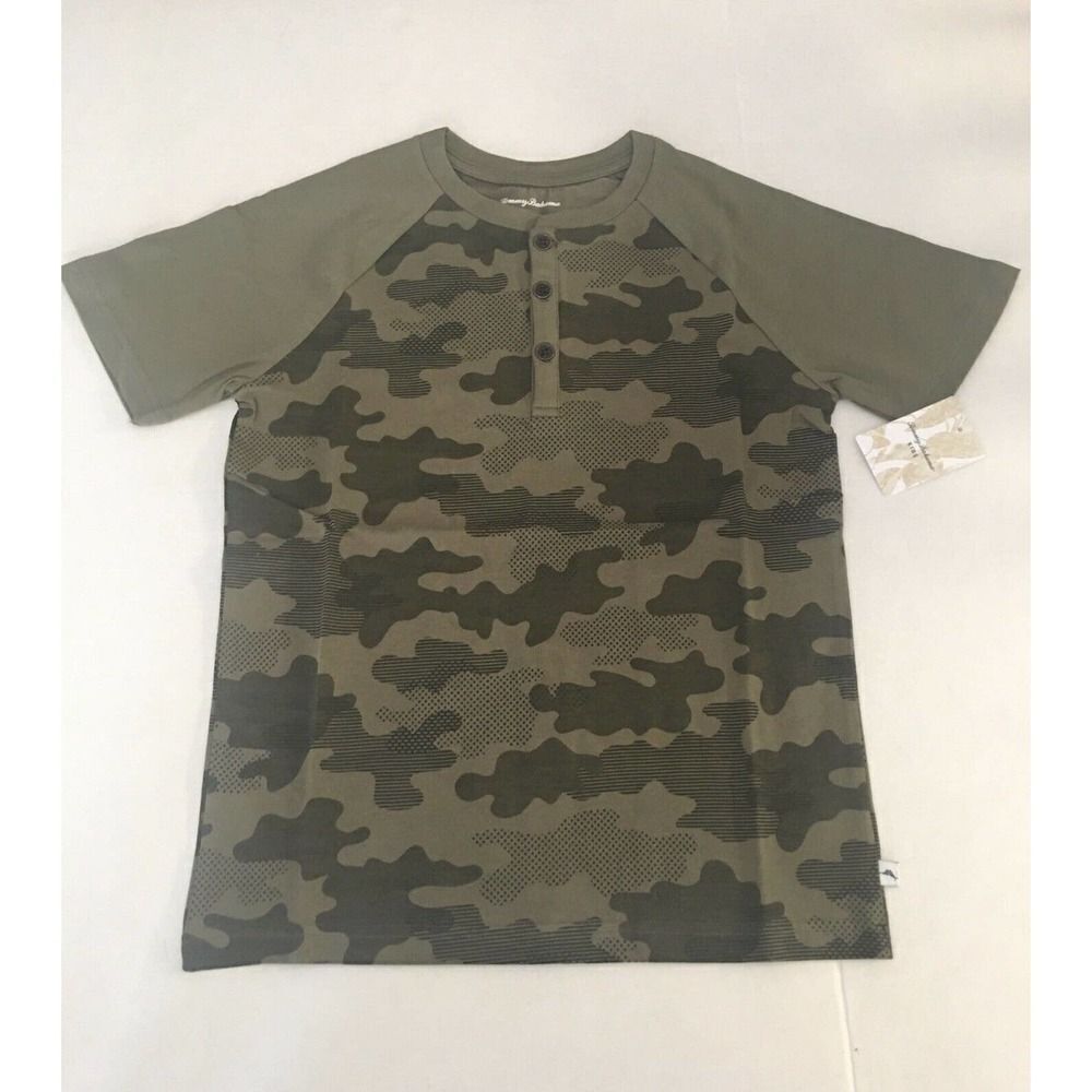 Tommy Bahama T-Shirt Boys Medium (7-8) Green Camouflage Hunting Outdoors NWT